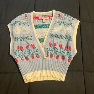 Urban Outfitters V-Neck Sweater Blue Red